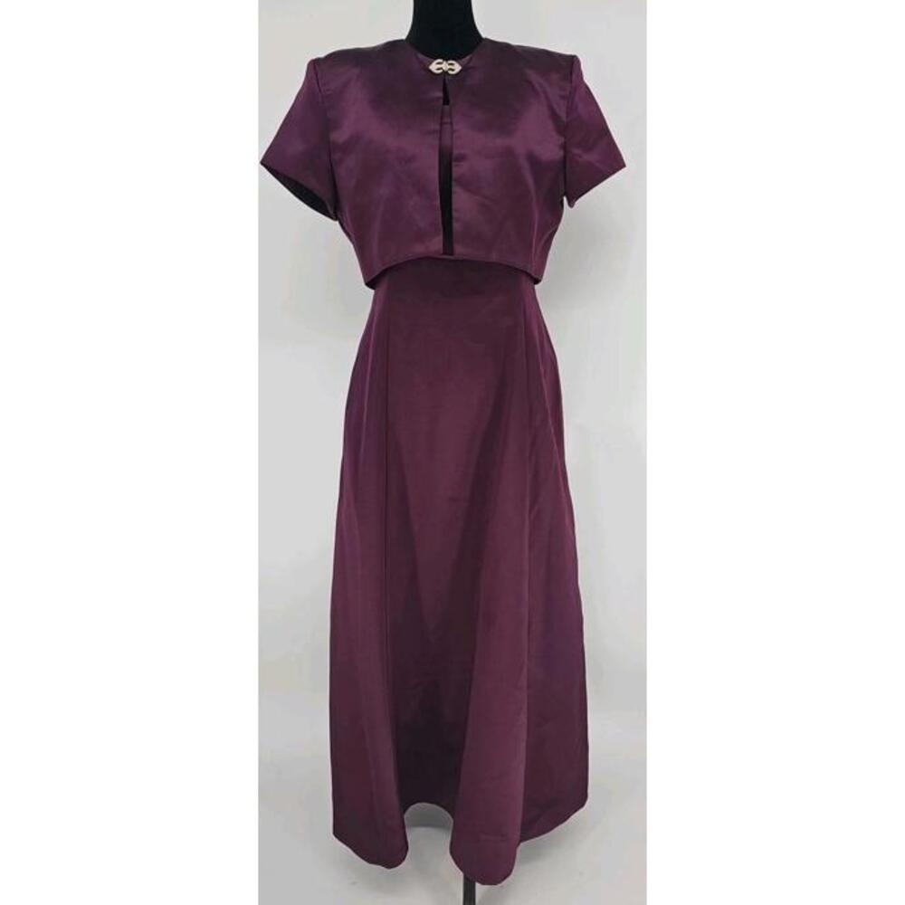 Vintage Scott McClintock Dress and Jacket 10 Burgundy Satin Gown Holiday
